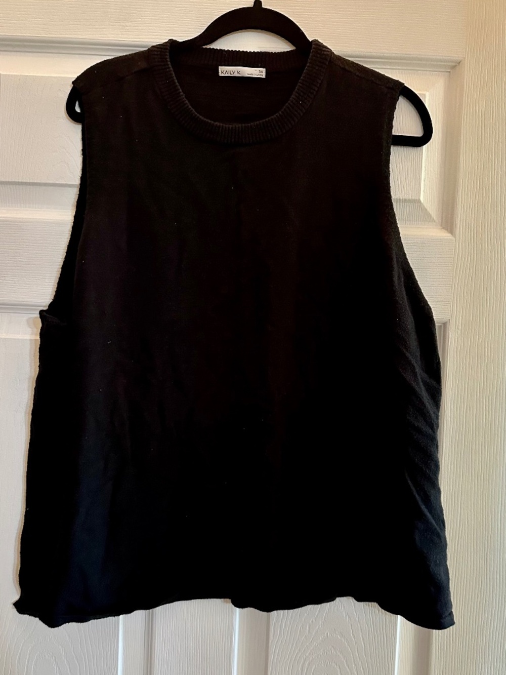 Plus Size 3X Black Knit Sweater Vest Tunic Top Sleeveless Minimalist Stretch